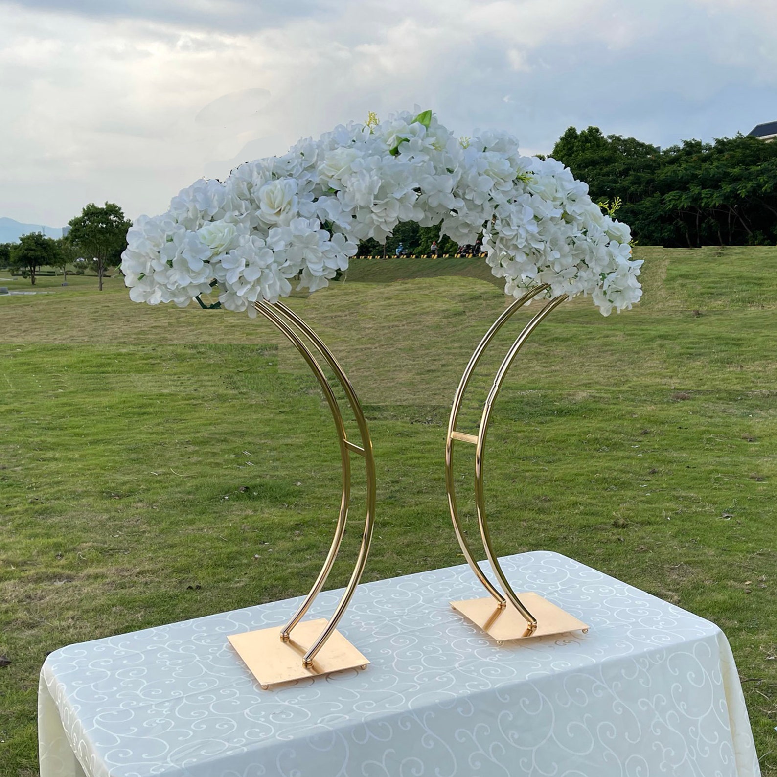 Gold Arch Flower Stand Metal Flower Vase Table Centerpiece Etsy