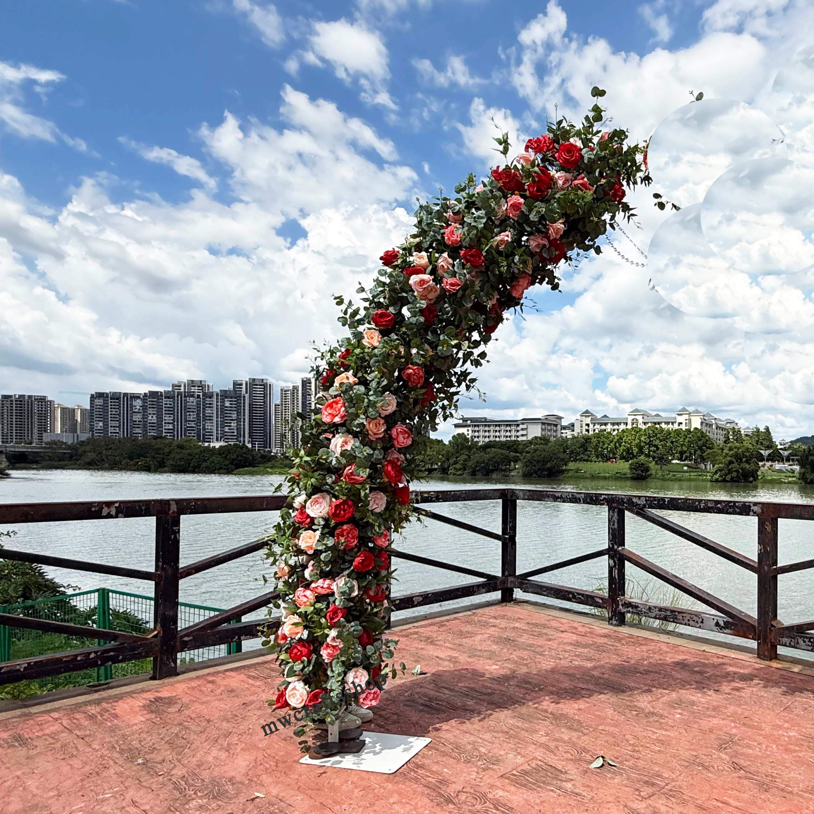 Custom Luxe Flower Arch Colorful Rose Arch Mix Green Leave Flowers ...