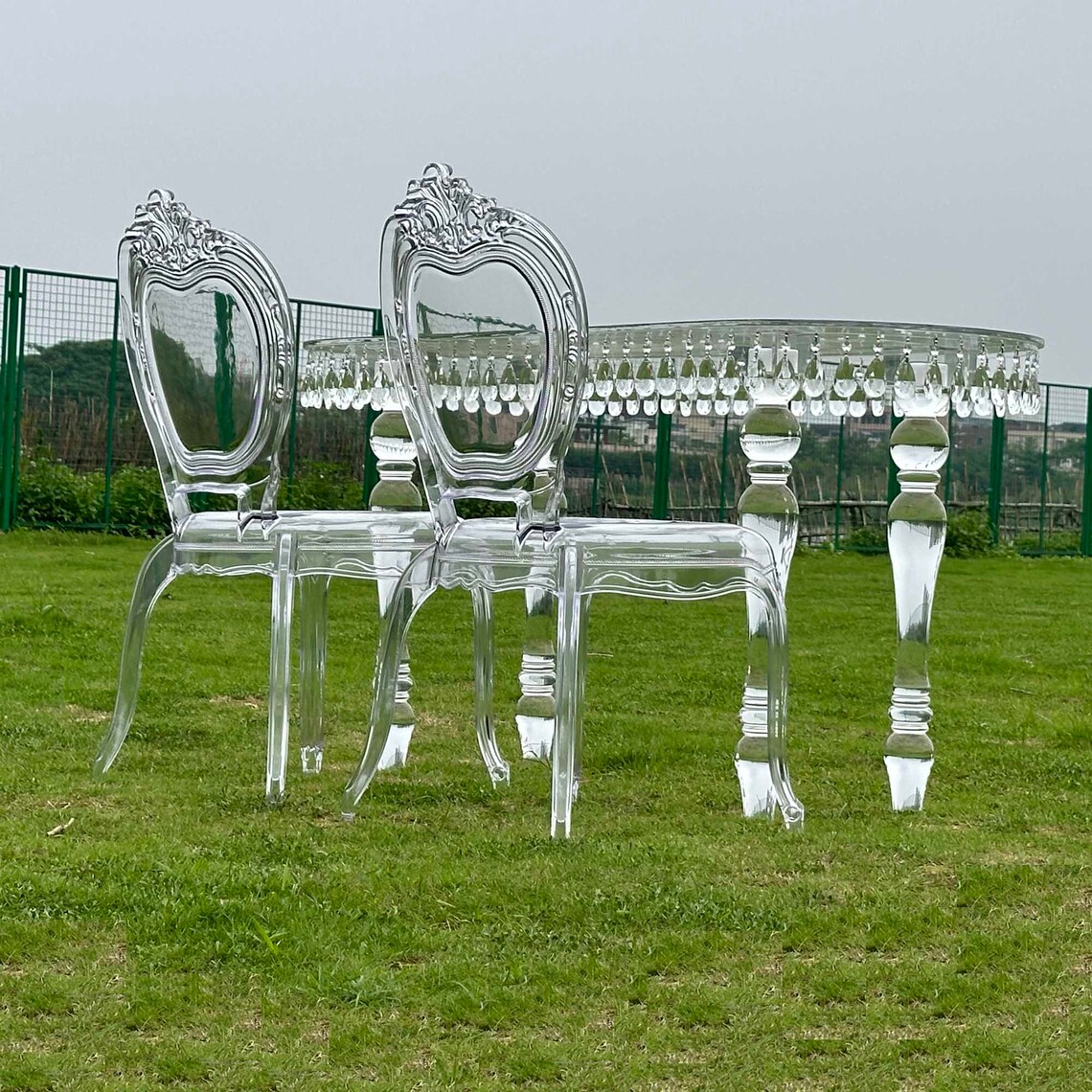 Custom Acrylic Oval Style Ghost Table Crystal Detachable Dining Table ...