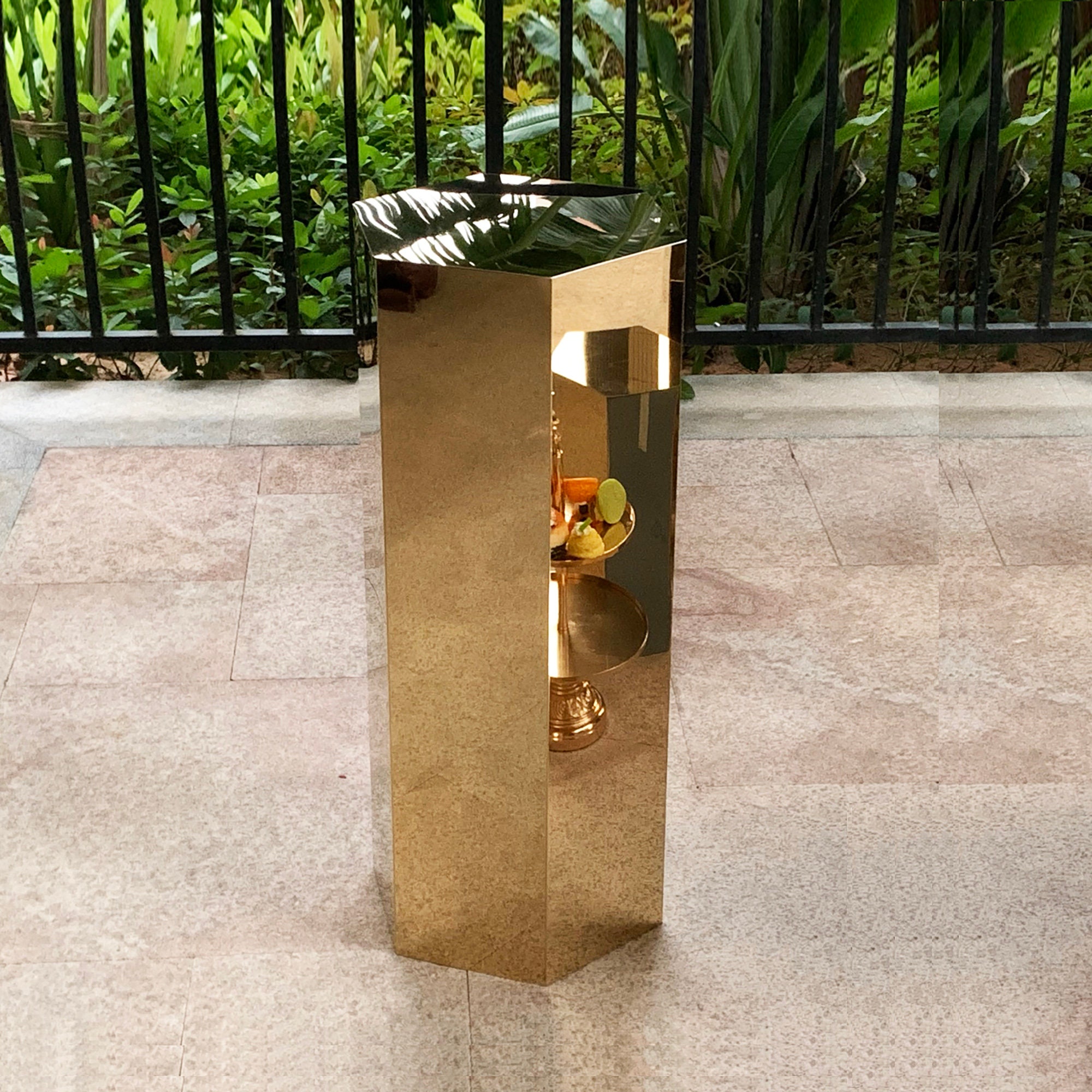 Gold mirror pedestal hexagon pillars plinth for party events Etsy