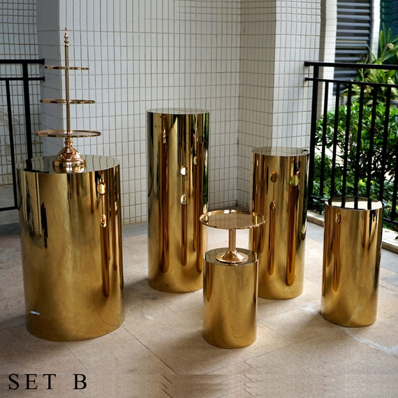 Große Größe Gold Spiegel Sockel Tischständer Zylinder Sockel