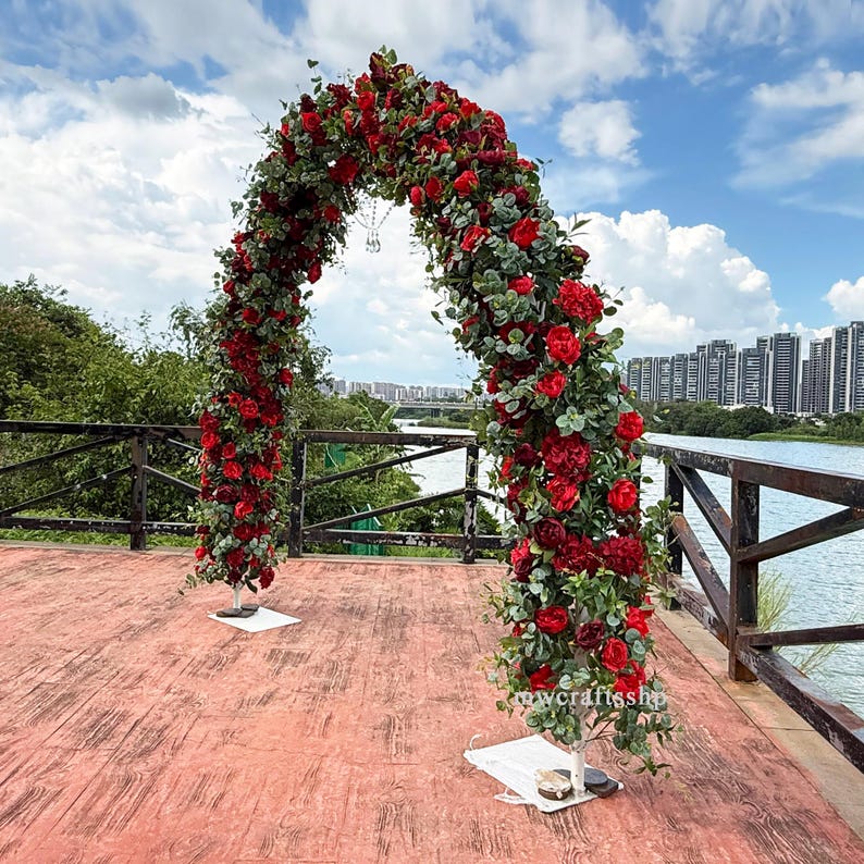 Custom Luxe Flower Arch Colorful Rose Arch Mix Green Leave Flowers ...