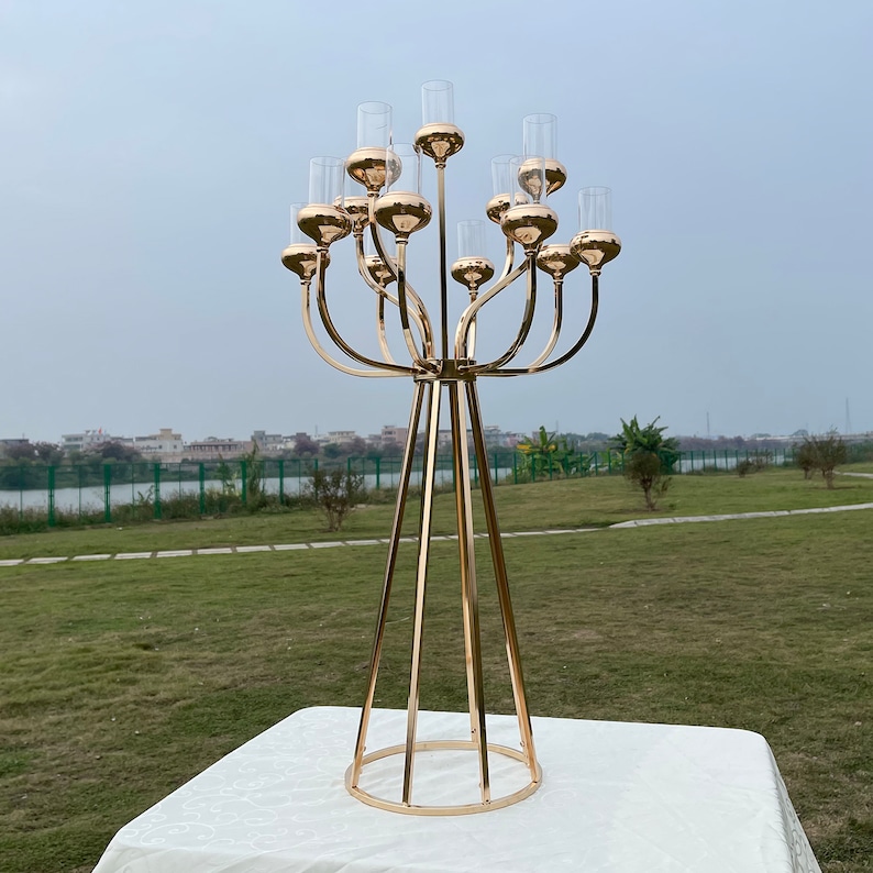 Gold Candle Holder Candlestick Table Centerpieces Flower Stand Etsy