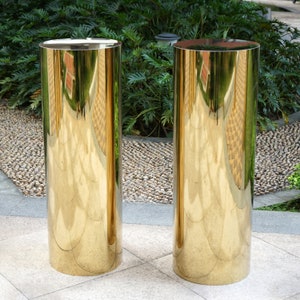 Large Size Gold Mirror Pedestal Table Stand Cylinder Plinth Wedding