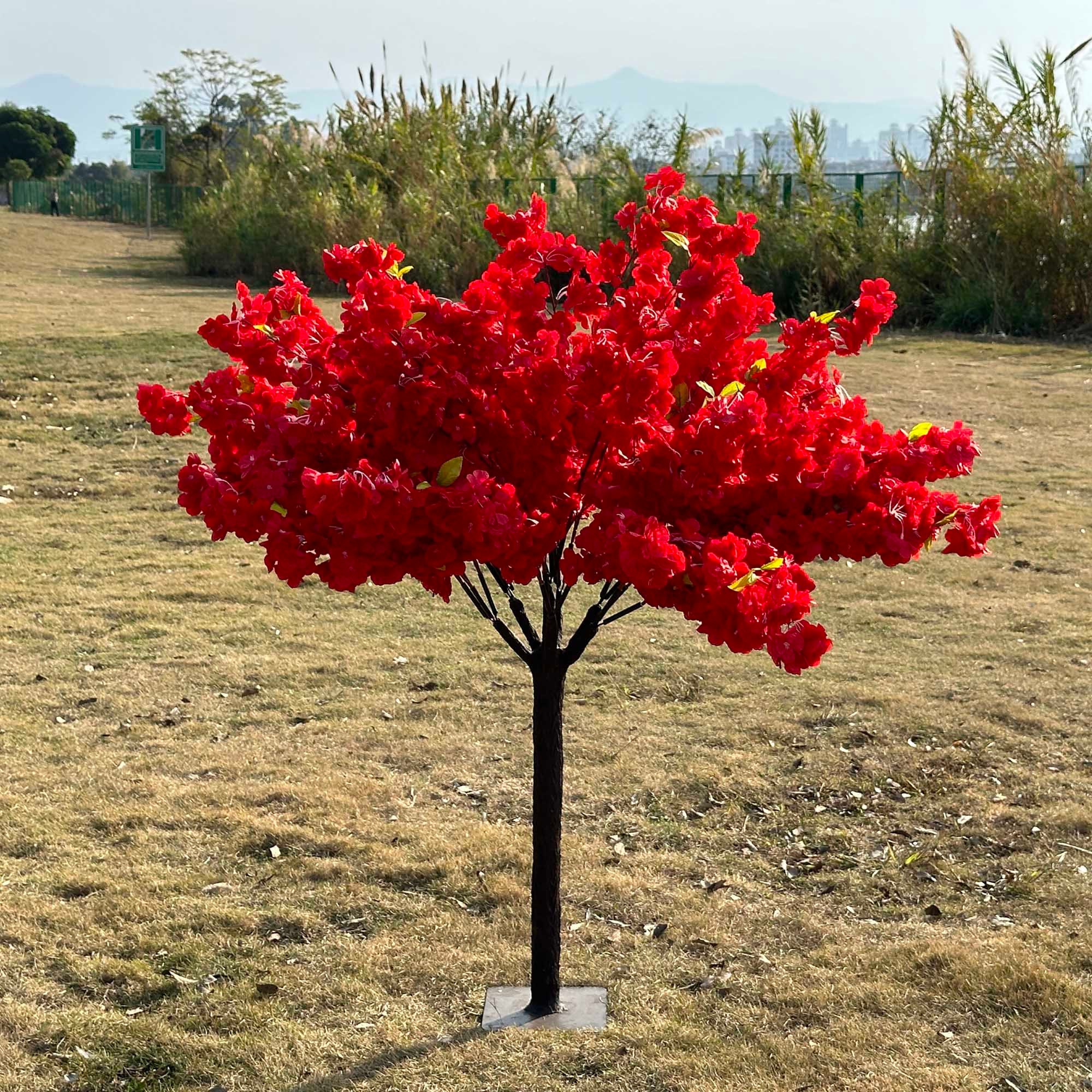 Künstliche Kirschblütenzweige Rot – 93 Cm, 8 Stiele, Für Vasen & Deko, Seidenoptik