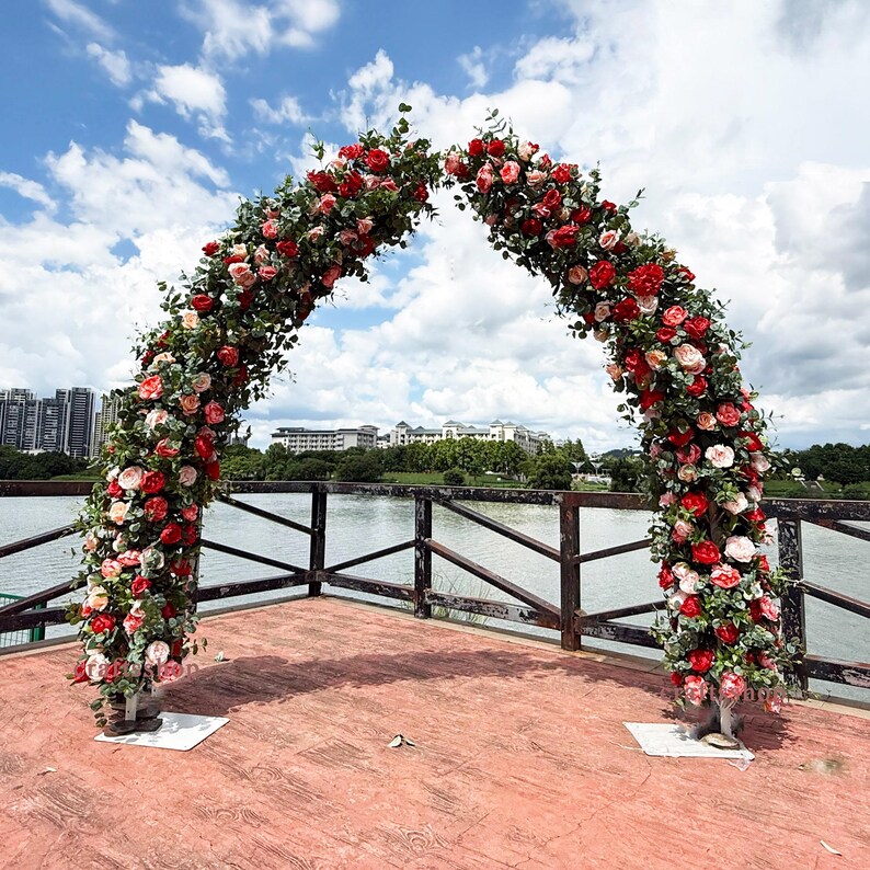 Custom Luxe Flower Arch Colorful Rose Arch Mix Green Leave Flowers ...