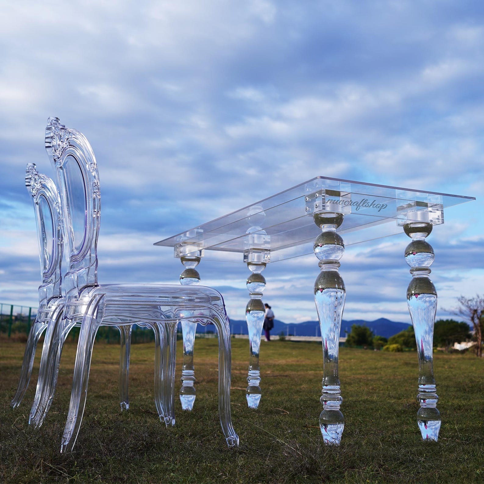 Custom Clear Acrylic Ghost Table Detachable Dining Table Bride& Groom ...