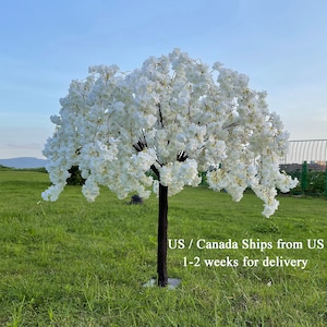 Albero di ciliegio bianco completamente lussureggiante staccabile, albero artificiale, fiori di ciliegio finti, centrotavola per matrimoni, decorazione da tavolo, decorazione da tavolo da pranzo