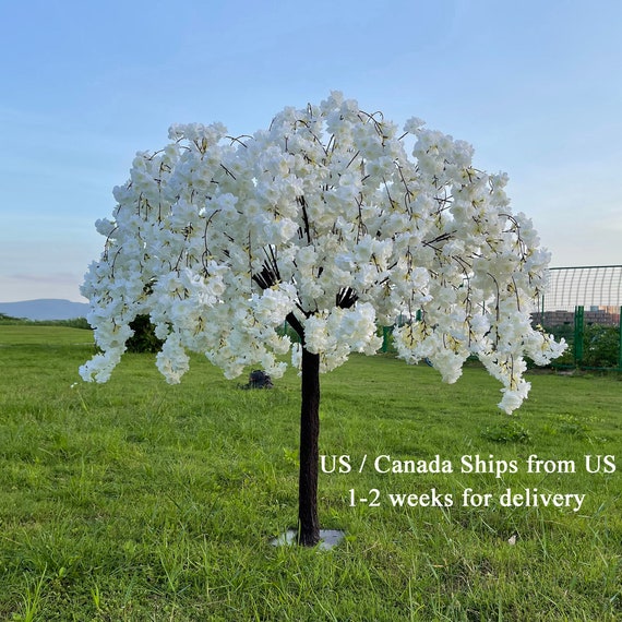 Full Lush Detachable Tree White Cherry Blossom Tree Artificial