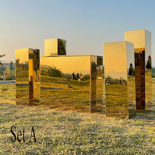 Gold Mirror Pedestal Table Stand Bridal Shower Events Pillar Etsy