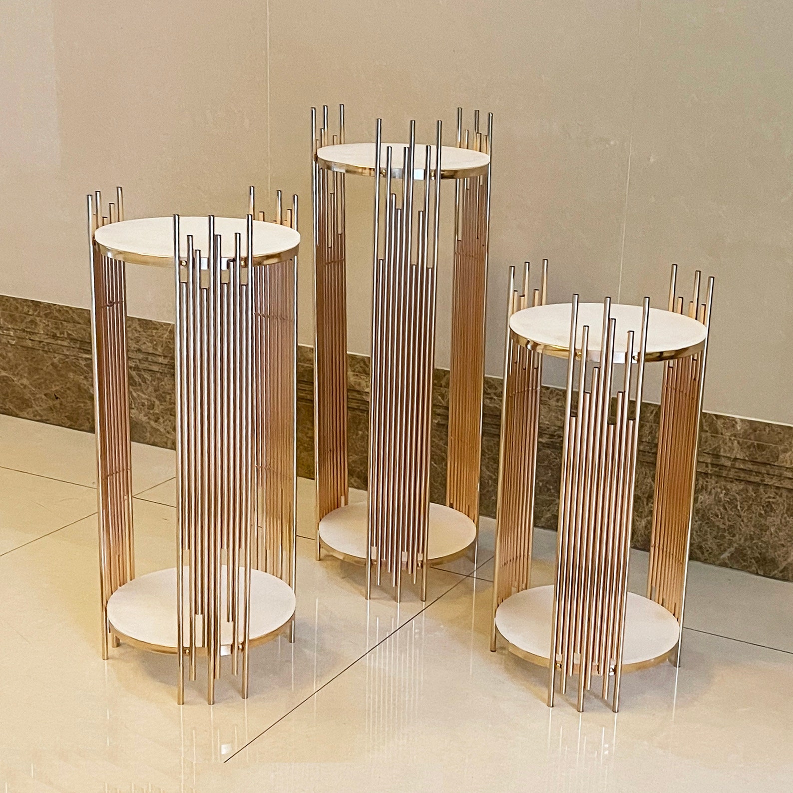 Set of 3 Gold Cake Table Display Pedestal Candy Bar Table - Etsy