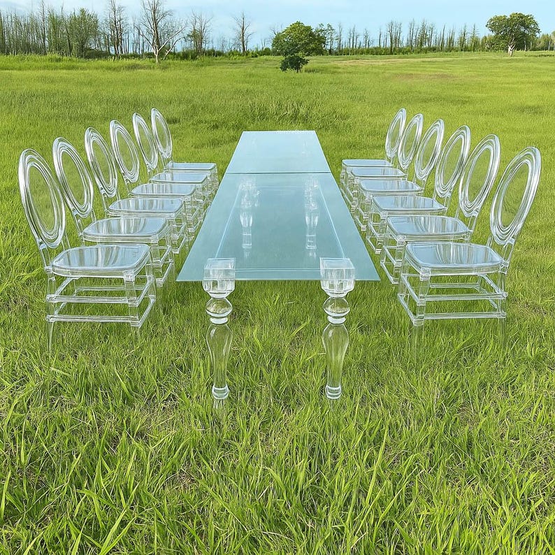Custom Clear Acrylic Ghost Table Detachable Dining Table Bride& Groom ...