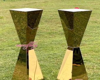 Gold mirror hourglass  stand table centerpiece flower stand pedestal pillar cake stand display stand table sweet bar table trade show table