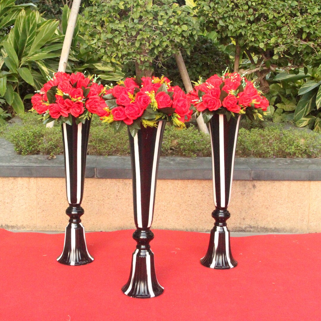 Black & White Vase Metal Vases for Table Centerpieces Floral Stand