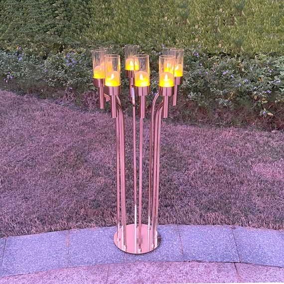 Candelabro Centrotavola 8 Bracci - Set 4 Pezzi In Metallo, Design Elegante - Foto 9
