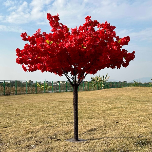 4 Ft abnehmbarer roter Kirschblütenbaum künstlicher Baum künstliche Kirschblumen Hochzeit Tischdekoration Tischdekoration Hausgartendekor