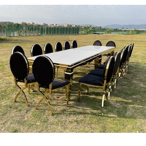 Rectangle luxury dining table wedding banquet table party events table couples shower table birthday party dinner table arrangement idea