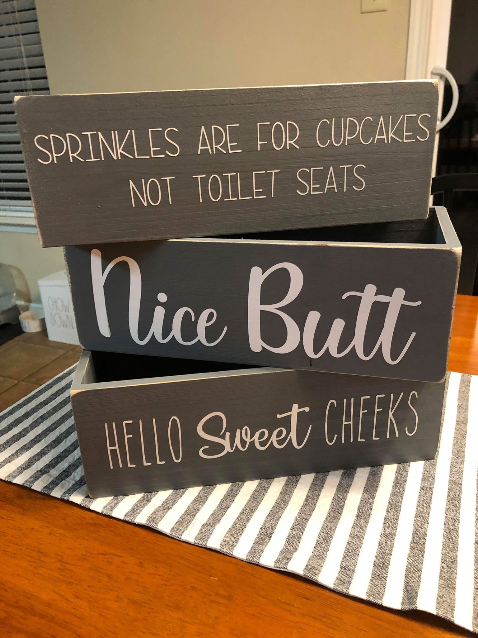 Hello Sweet Cheeks Wood Toilet Box Toilet Tray Bathroom Etsy