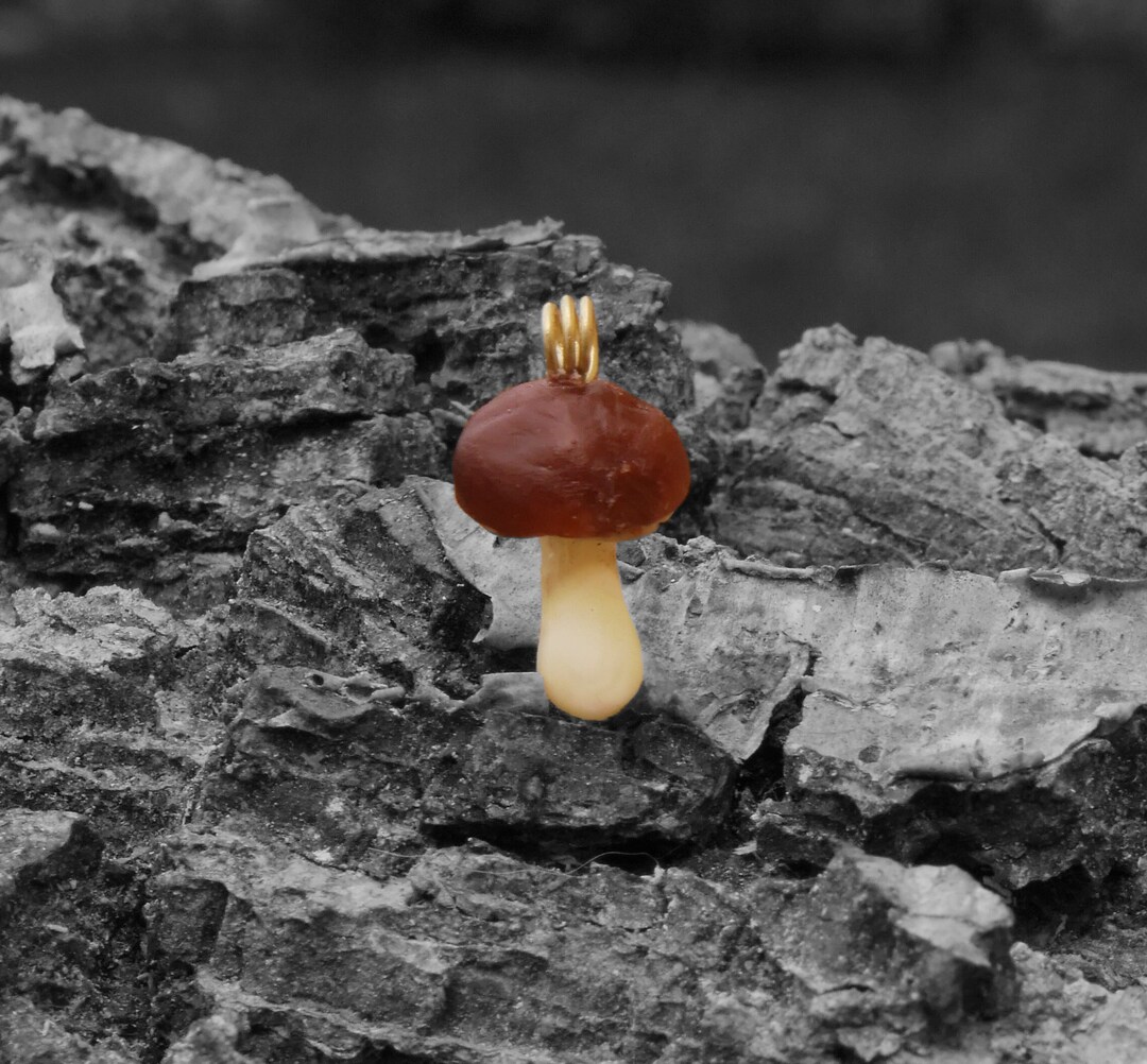 5 Stück Speckle Stein Anhänger - Magische Pilz Prisma Amulette In Gold