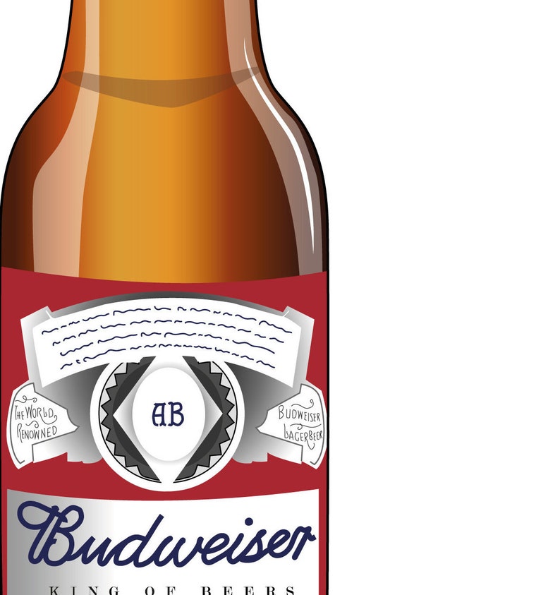 Budweiser Lager Bottle Printable Wall Art Illustration | Etsy