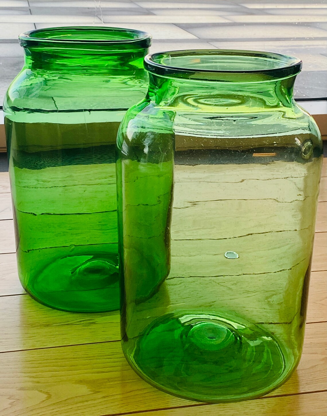 Extra Large Green Vintage Glass Jars/Vases 40cms high x 23cms Etsy