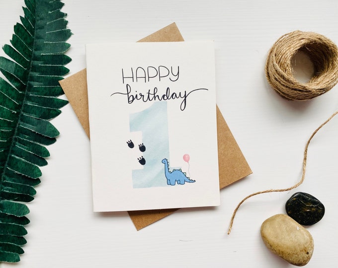 Dinosaur Theme Birthday First Birthday Card Birthday Gift Boy Custom First Birthday Card First Birthday Gift Boy