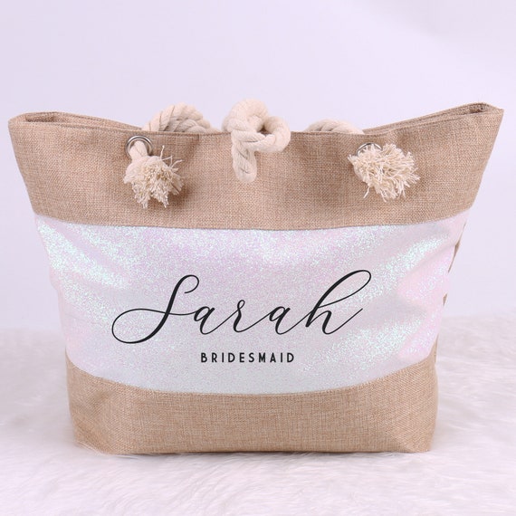 Personalized Bag Beach Bag Bridesmaid Bag Bachelorette Gift Bag with Name  Large Beach Tote Custom Gift Bachelorette Party Gift (EB3330ANS)