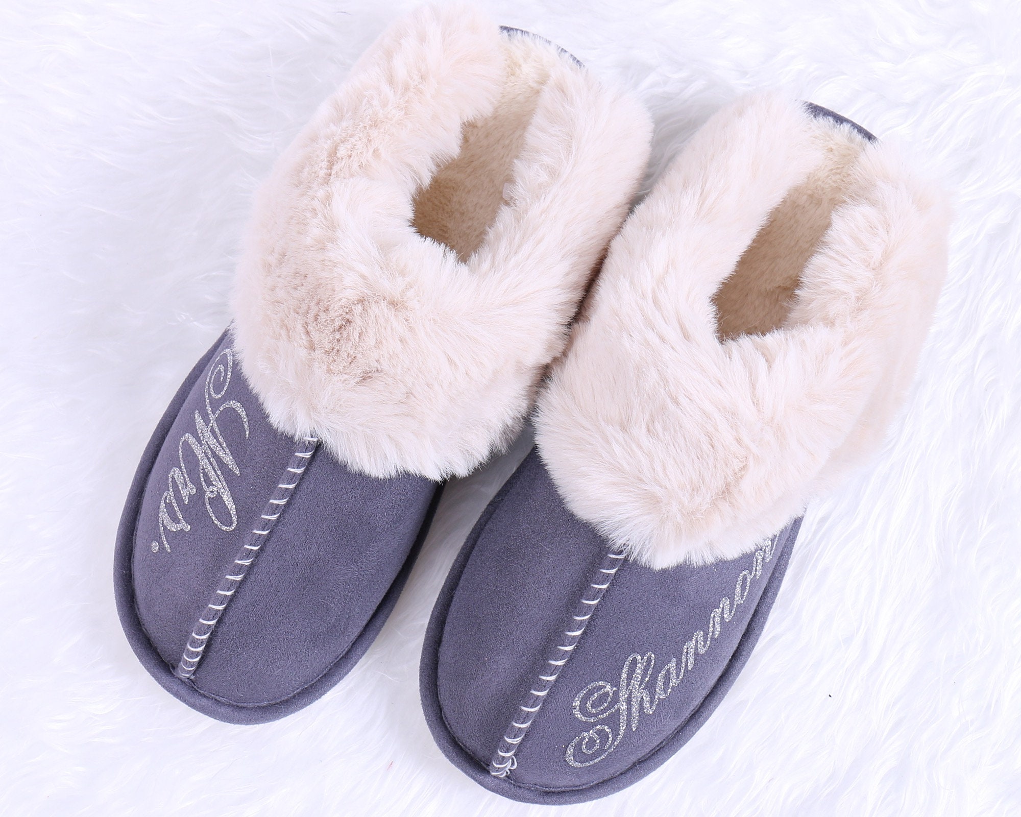Personalized Bridal Slipper Womens Slipper Memory Foam Fluffy Etsy