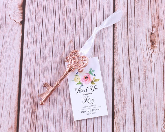 50X Wedding Favors Skeleton Key Bottle Opener with Tags Card Gift Baby Shower 
