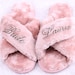 Personalized Bridal Slipper Bridesmaid Gifts Bridal Shower Wedding Bridesmaid Fluffy Bachelorette Hen Fluffy Slide On Girls Night Sleepover 