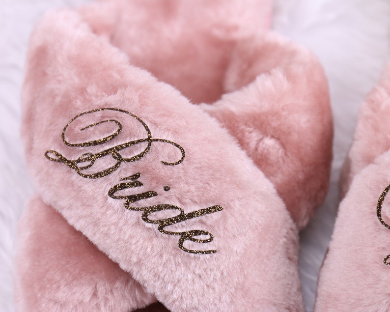 fluffy bridesmaid slippers