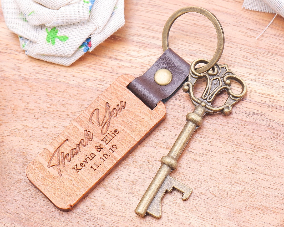 Personalized Bronze Metal Vintage Look Skeleton Keyshaped Bottle