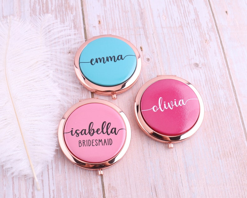 Personalized Name Metal Compact Mirrors for Bridesmaid Wedding Etsy