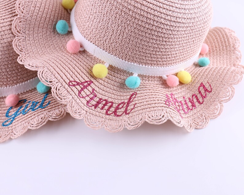 Personalized Kids Sun Hat With Name Straw Bag Flower Girl Etsy Canada