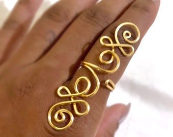 Abstract Wire Adjustable Ring Statement Ring