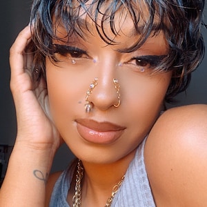 Crystal Nose Cuff Set | Dangle Nose Cuff No Piercing Necessary | Fake Nose Ring | Nose Clip Gift for Her