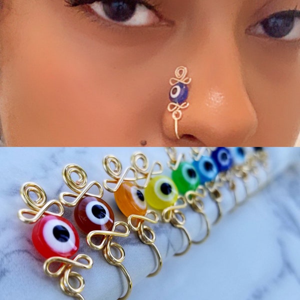 Evil Eye Nose Cuff | Nose Cuff No Piercing Necessary | Evil Eye Nose Ring | Fake Nose Ring | Nose Cuff Gold *Wholesale Available*