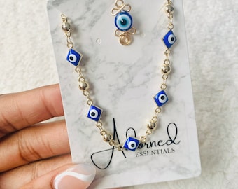 Evil Eye Nose Cuff Anklet / Bracelet Set *No Piercing Necessary* Fake / Faux Nose Ring