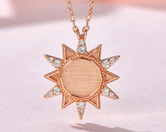 Sterling Silver Starburst Necklace Necklace Setting | Breastmilk Ash Flower Umbilical Cord Keepsake Pendant | DIY Memorial Jewelry Setting