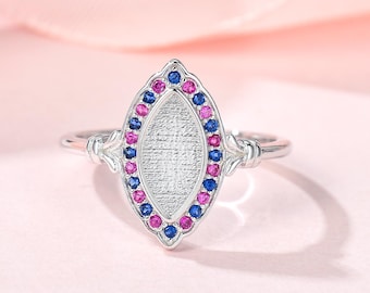 925 Silver Breastmilk Ring Setting | Moonlace Ring Setting | Personalized Birthstone Jewelry | Ash, Hair, Fur Resin Keepsake Jewelry