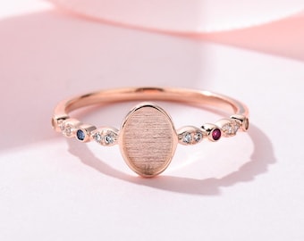 Oval Brilliance Breastmilk Ring Setting, Personalized birthstone bands, Ash Hair Keepsake Ring Mount, Sterling Silver, DIY Memorial Jewelry