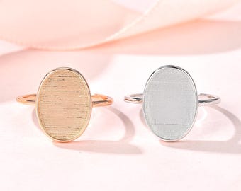 925 Sterling Silver Oval Bezel Ring Setting, milk Ashes Hair Resin pregnant Test, Keepsake Jewelry Blank Components