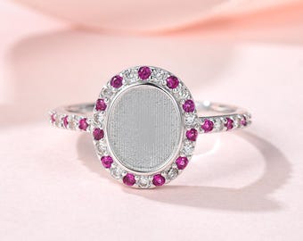 Silver Halo Oval Ring,  DIY Keepsake Ring Setting, Breastmilk, Ashes, Hair,Umbilical Cord Jewelry | Memorial & Sentimental Ring Base