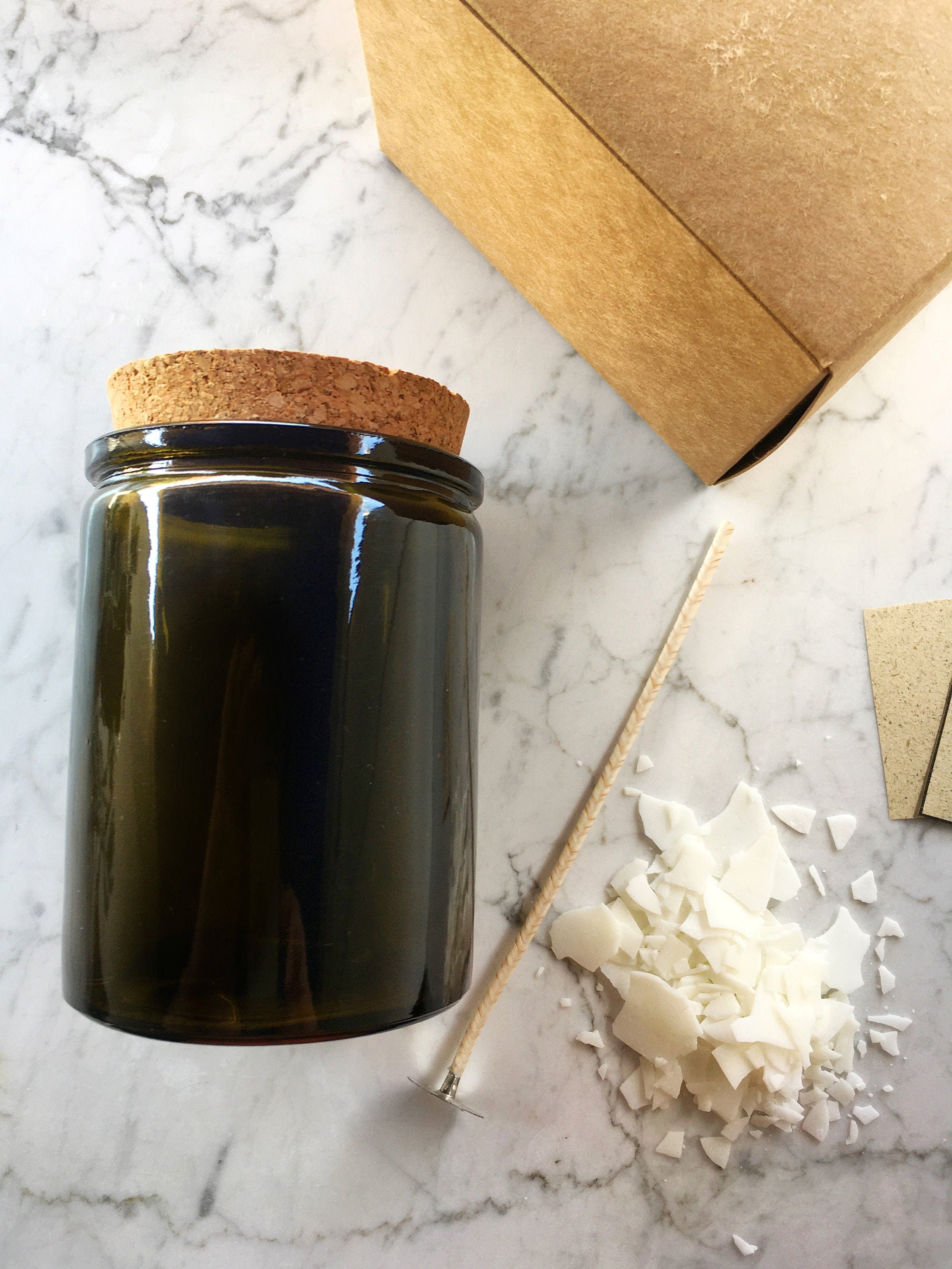 DIY Kerzen Set / Soja Wachs / Kerze in grünem Glas / Etsy