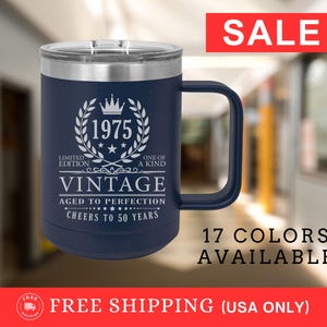 1975 Vintage Laser-Gravur Becher: 50.Geburtstag Geschenk