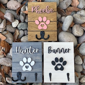 Personalized 8x6 3D Leash Holder, Custom Shiplap Leash Holder, Dog Paw Print Leash Holder, Dog Lover Gift, Housewarming Pet Gift, Dog Gift.