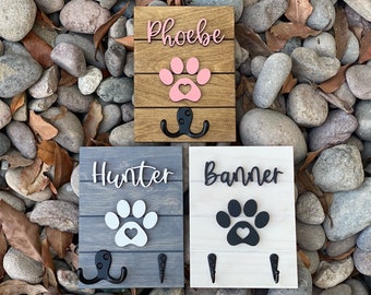 Personalized 8x6 3D Leash Holder, Custom Shiplap Leash Holder, Dog Paw Print Leash Holder, Dog Lover Gift, Housewarming Pet Gift, Dog Gift.