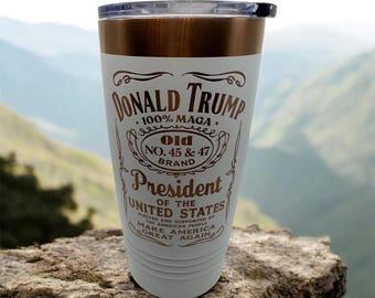 Copo Trump 45 e 47 MAGA: Copo de café em aço inoxidável gravado a laser
