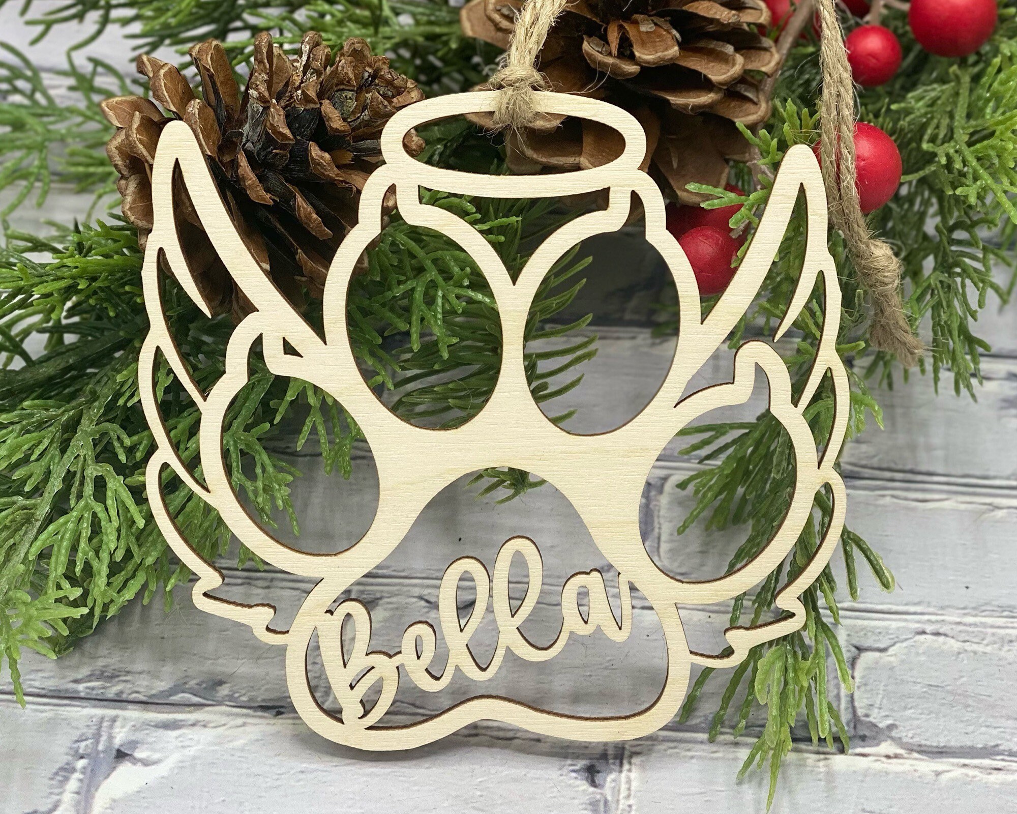 Personalized Pet Memorial Ornament, Laser-cut Baltic Birch Paw Print - Etsy