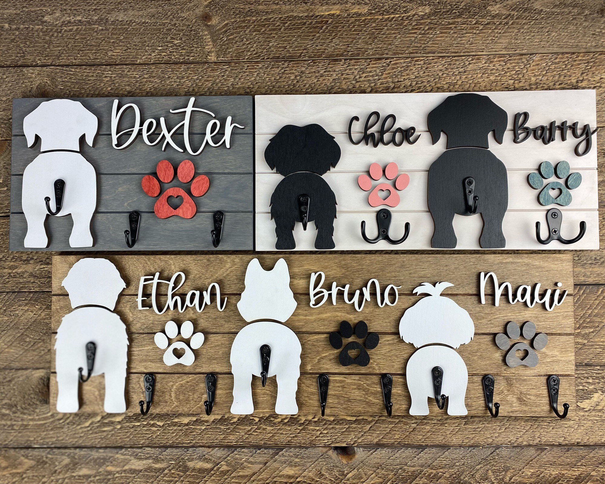 Custom Shiplap Leash Holder, Personalized Leash holder, 3D Dog Butt L…